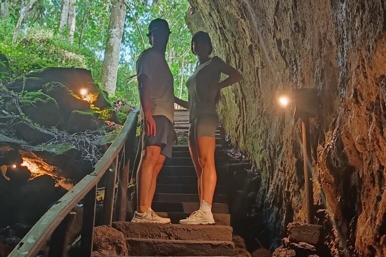 Walking through a lava tunnel in the Isabela highlands